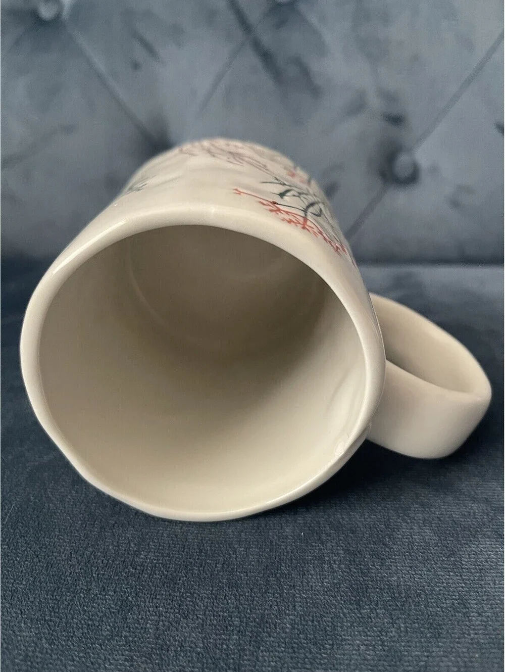 Anthropologie Dagny Initial K Mug Cup Impressed Floral Painted Monogram NEW Flaw